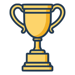 gold trophy cup champion winner flat color vector illustration template design
