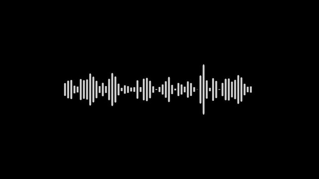 Waveform Audio ,spectrum voice, Isolated on transparent background. white audio waveform spectrum animation, alpha channel.