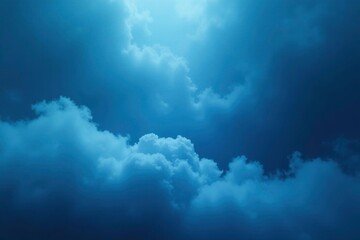 A delicate mist rises above a mysterious blue atmosphere, ethereal, shadowy, blue