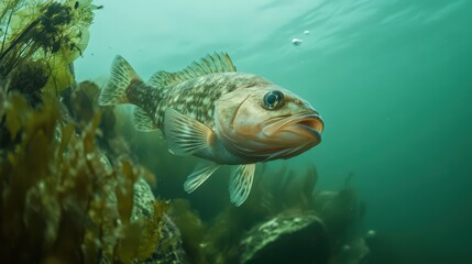 Herbivorous fish feeding in a serene underwater environment, vibrant marine life, and peaceful observation.