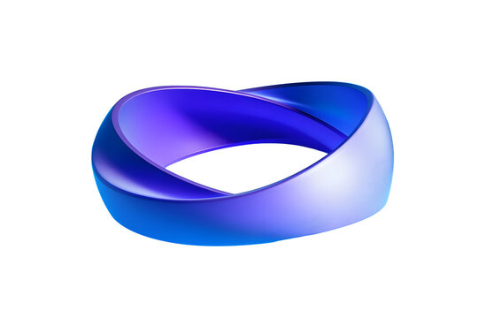3D blue Moebius strip isolated on blue background.