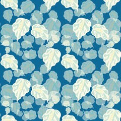 A seamless flowers pattern. Branches on blue background. Stylish natural seamless print design for fabric, wallpaper or wrapping paper. Anthurium flower.