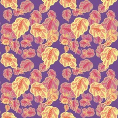 A seamless flowers pattern. Branches on purple background. Stylish natural seamless print design for fabric, wallpaper or wrapping paper. Anthurium flower.