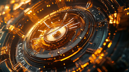 Fototapeta premium Detailed clock close-up open right space