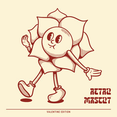a playful flower retro mascot