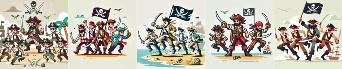 vector image of pirates in action
