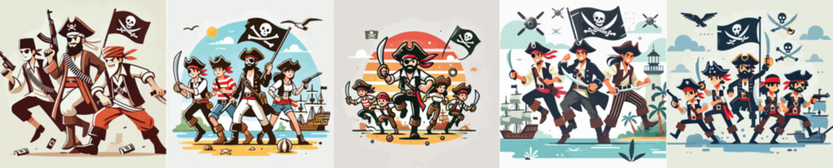 vector image of pirates in action