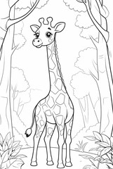 Fototapeta premium Cute Jungle Animals Coloring Pages