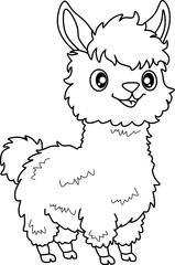 Alpaca cartoon line art for coloring book © Berti
