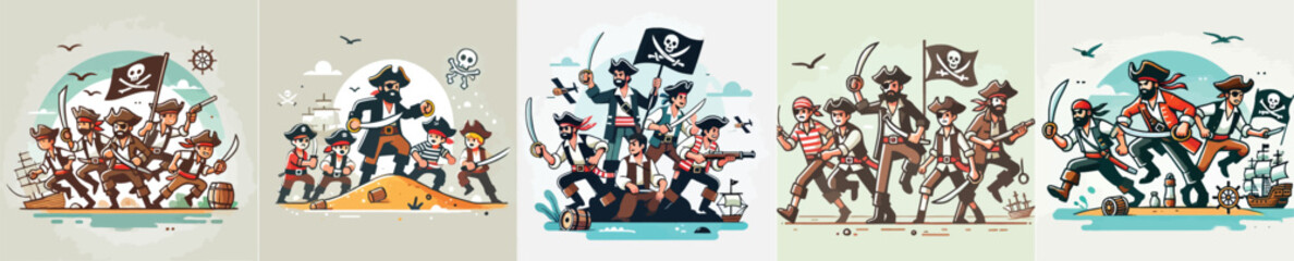 vector image of pirates in action