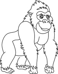 Gorilla cartoon line art for coloring book pages