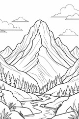 Majestic Mountain Landscapes Coloring Pages