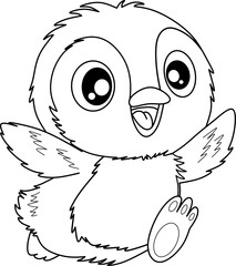 Penguin cartoon line art for coloring book pages