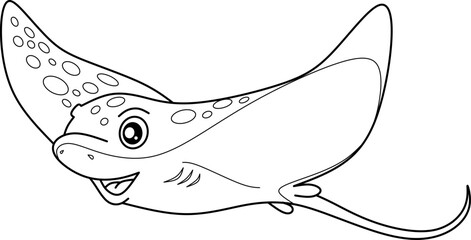 Stingray cartoon line art for coloring book pages