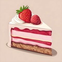 Sweet Strawberry Cake Food Slice dessert pie icon symbol