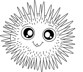 Urchin cartoon line art for coloring book pages