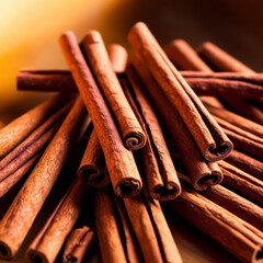 Cinnamon sticks on a textured wooden background. Cinnamon roll. Spicy spice for baking, desserts and drinks. 