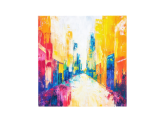 Isolated Abstract Colorful Cityscape Painting