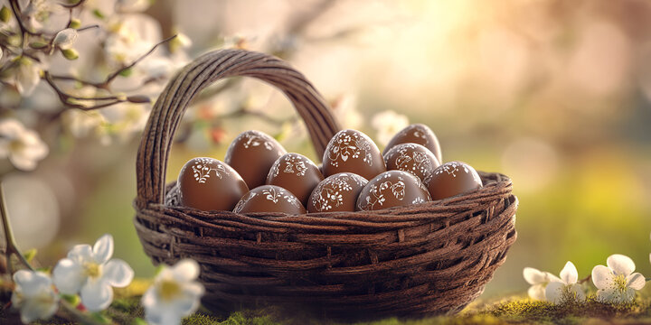 : Baskets with chocolate eggs