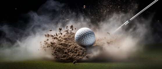 Golf, golf ball in a dynamic shot.