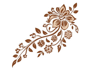 Isolated Brown Floral Ornament