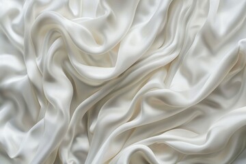 Obraz premium Photo of Glossy white satin fabric folds. Background texture for backdrops or mapping