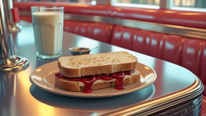 Inside a Diner: Peanut Butter and Jelly with Milk