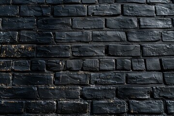 Naklejka premium Old brick wall painted in black color. Detailed photo textured background