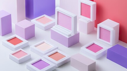 A small collection of pastel-toned lip tints and matching blushes.