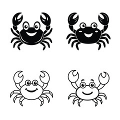 Cute Crab Vector Illustrations - Collection of 4 Designs