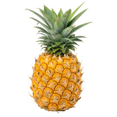 Whole Pineapple Isolated on a Transparent Background PNG with Vibrant Colors and Detailed Texture