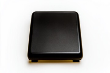 Sleek black weighing scale on minimalist background, emphasizing