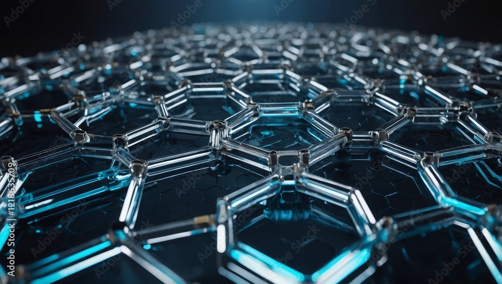 Wall mural a sleek, futuristic design of interconnected hexagonal molecular structures, set against a high-tech
