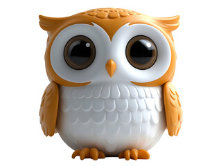 Short fat owl 3D icon - transparent image, png.
