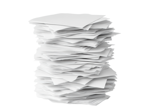 Isolated Stack of White Paper Sheets