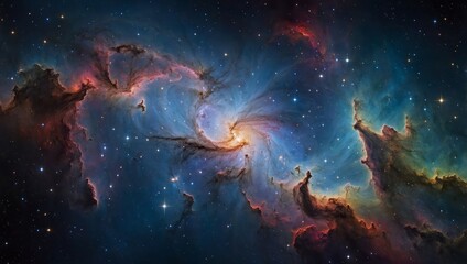 Fototapeta premium A stunning equirectangular projection of deep space featuring vibrant nebulae and sparkling stars