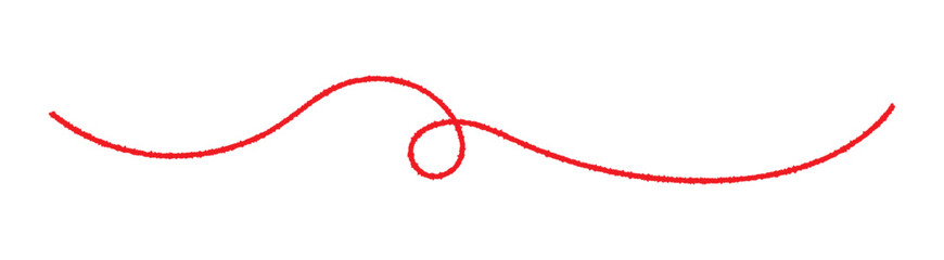 Red thread isolates on a white background. Red thread looped in a circle form, symbolizing vector. Line of red yarn, long red thread.