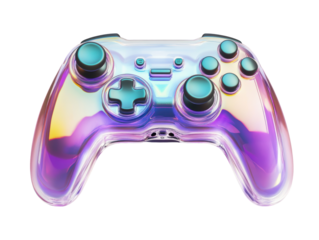 Isolated Iridescent Transparent Game Controller