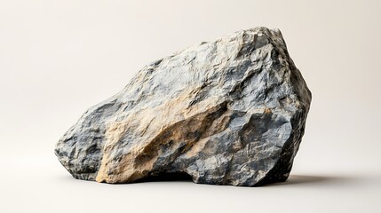 A Single Gray And Brown Rock Isolated On White
