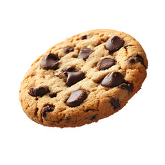 A single delicious chocolate chip cookie isolated a transparent background, cut out, PNG 3D Digital Art, clip art.