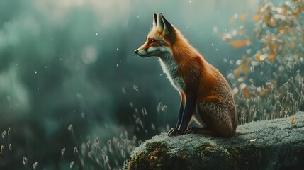 Fox against the background of nature