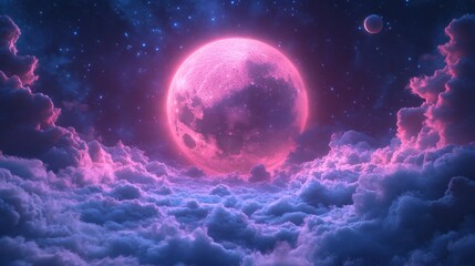 Fantasy moonlit clouds overhead ethereal digital art night sky dreamlike environment surreal viewpoint