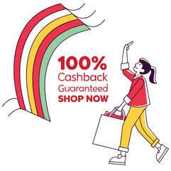 100% Valentines day sale offer for business promotion flyer banner with hearts vector illustration isolated