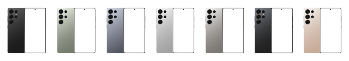 Samsung Galaxy S25 Ultra - Smartphone screen mockup front and back view. Phone mockup with transparent screen. Vector EPS 10