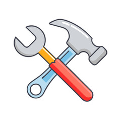 hammer and wrench icon, hammer and wrench vector illustration-simple illustration of hammer and wrench, perfect for hammer and wrench logos and icons