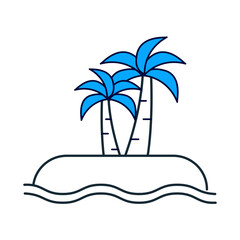Island with Palm Trees Icon. Tropical Vacation and Travel Destination Illustration.