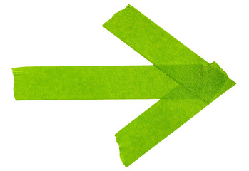 Arrow shape sticky green paper tape cut out design element