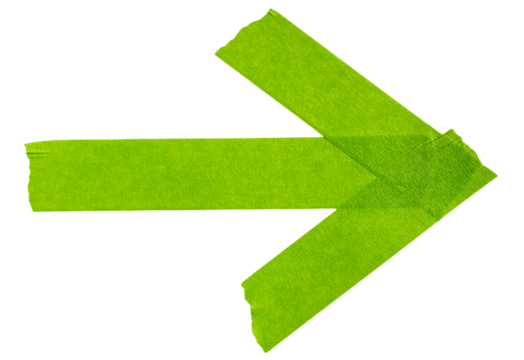 Arrow shape sticky green paper tape cut out design element