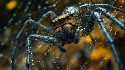 Spider web dew closeup macro nature forest