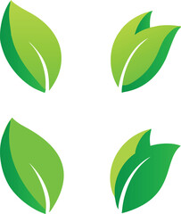 Four Vibrant Green Leaf Logos for Eco-Friendly Branding